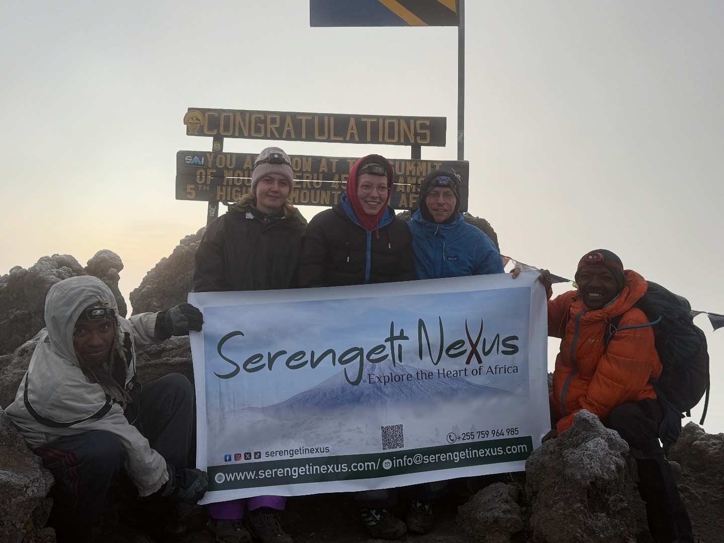 Happy hikers on Mt. Meru